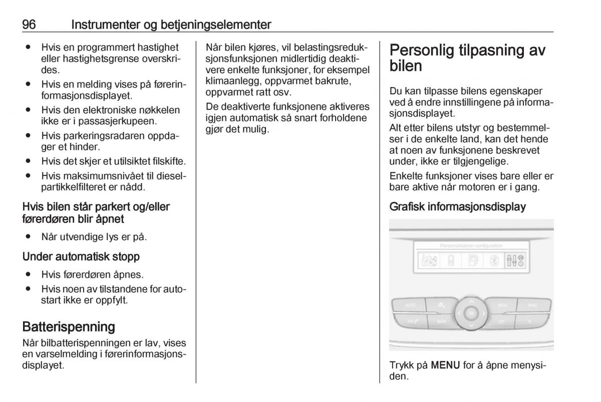 Opel Crossland X bruksanvisningen / page 98