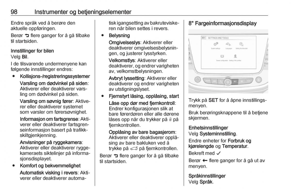 Opel Crossland X bruksanvisningen / page 100