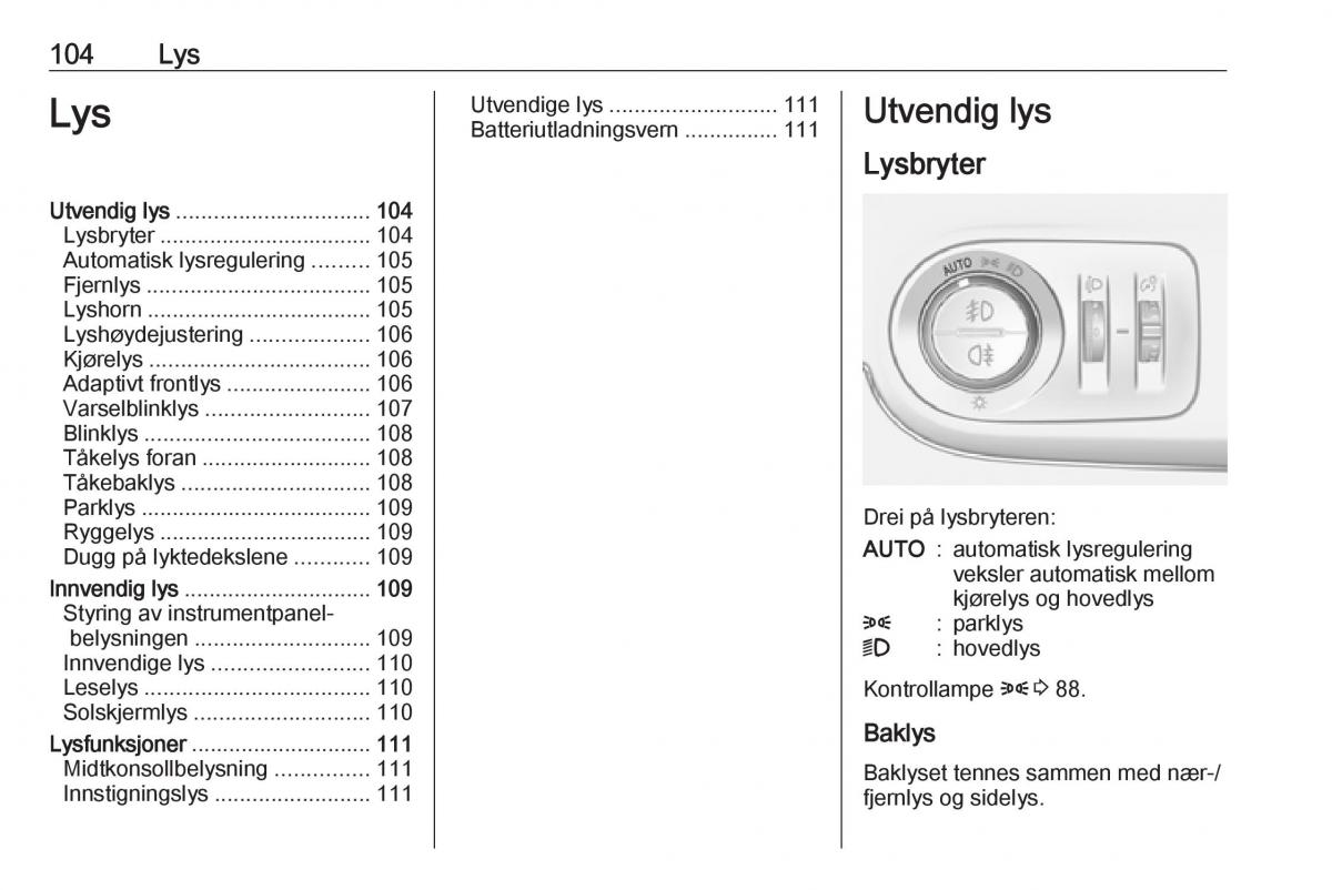 Opel Crossland X bruksanvisningen / page 106