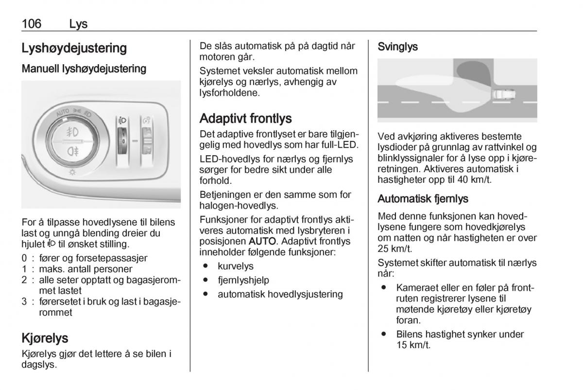 Opel Crossland X bruksanvisningen / page 108