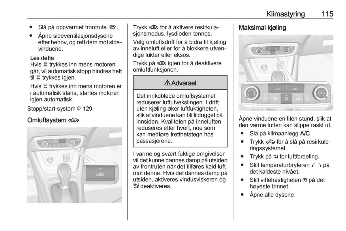 Opel Crossland X bruksanvisningen / page 117