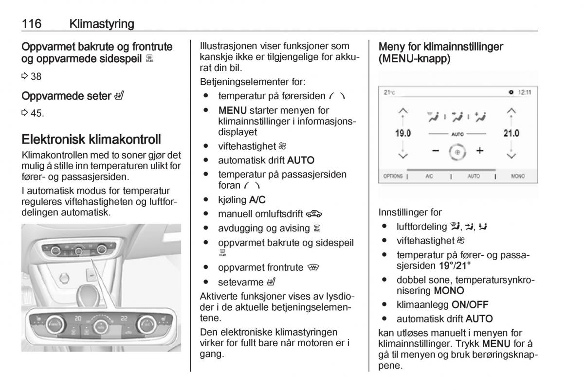 Opel Crossland X bruksanvisningen / page 118