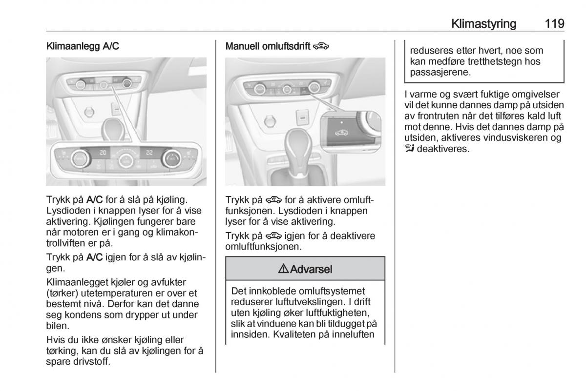 Opel Crossland X bruksanvisningen / page 121