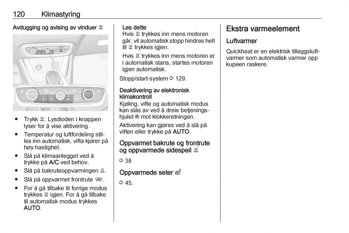 Opel Crossland X bruksanvisningen / page 122