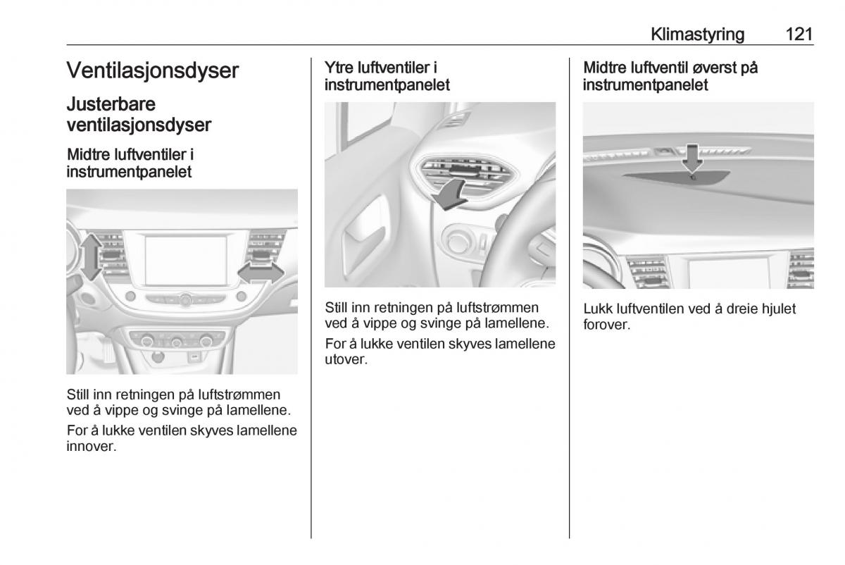 Opel Crossland X bruksanvisningen / page 123