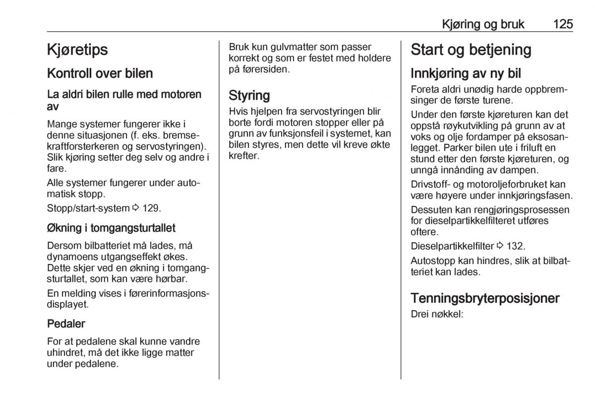 Opel Crossland X bruksanvisningen / page 127