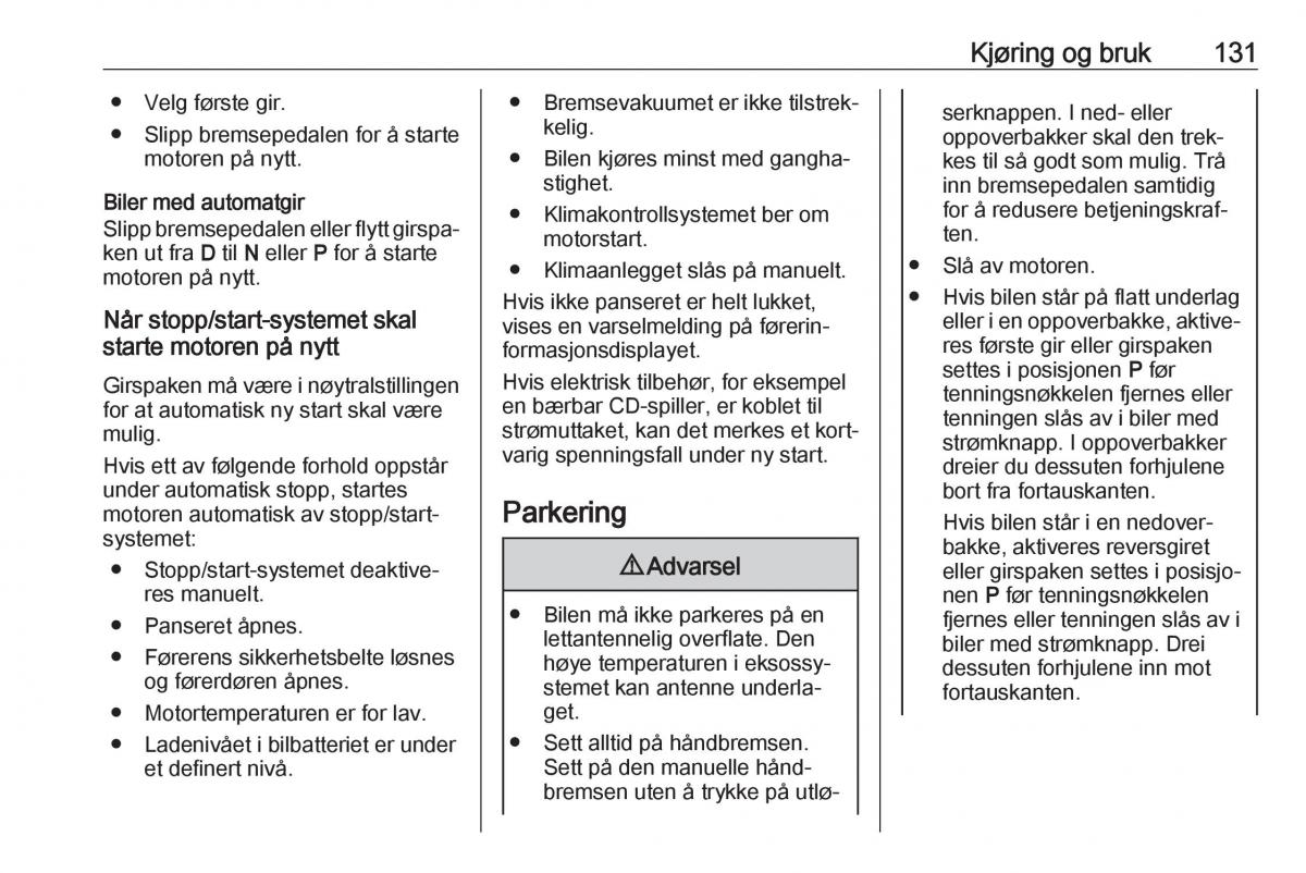 Opel Crossland X bruksanvisningen / page 133