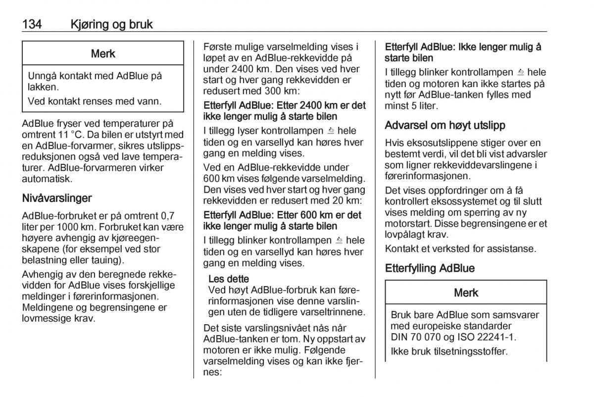 Opel Crossland X bruksanvisningen / page 136