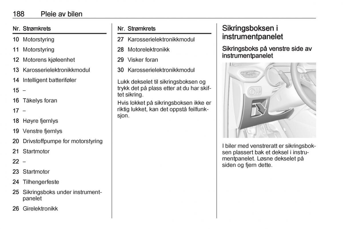 Opel Crossland X bruksanvisningen / page 190