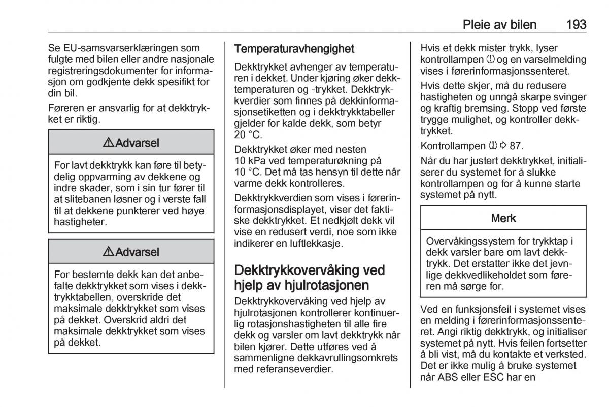 Opel Crossland X bruksanvisningen / page 195