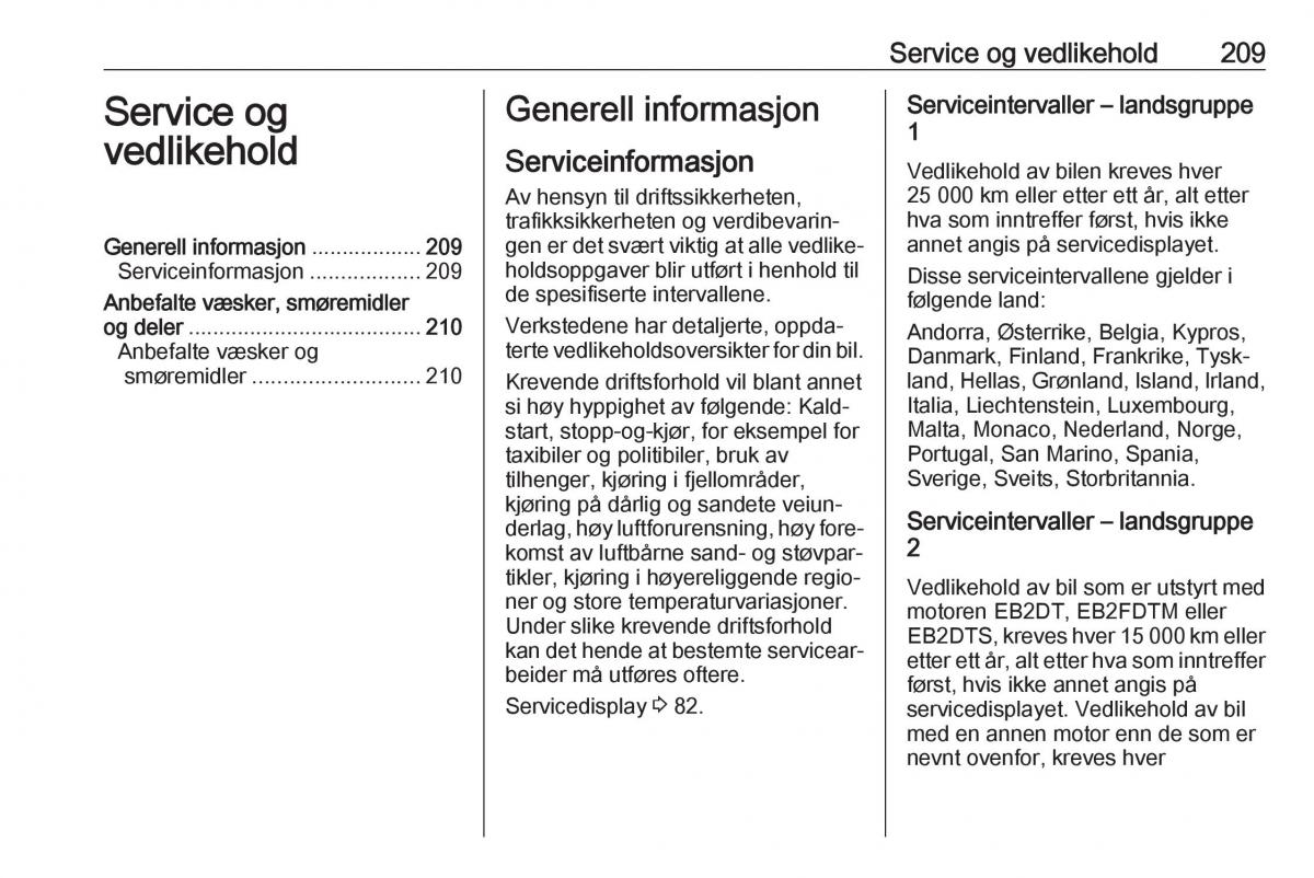 Opel Crossland X bruksanvisningen / page 211