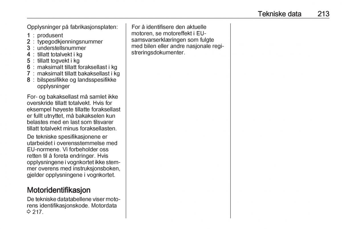 Opel Crossland X bruksanvisningen / page 215