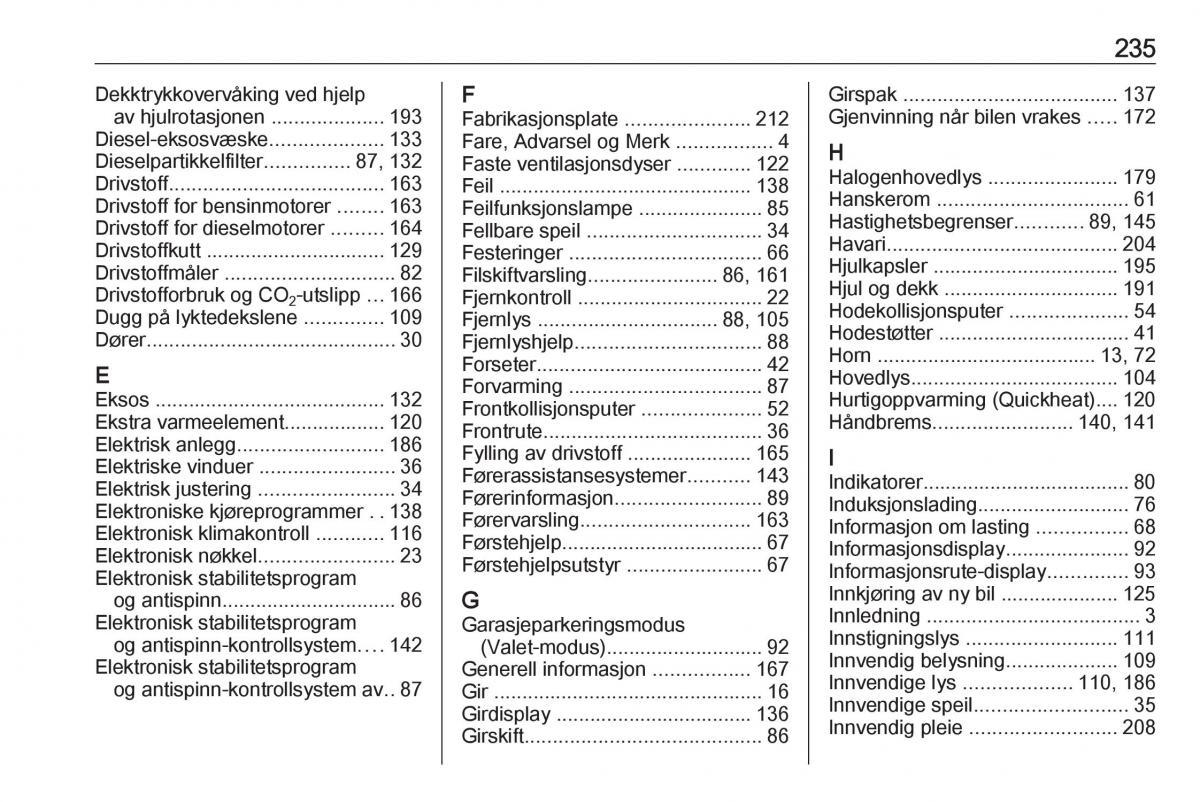 Opel Crossland X bruksanvisningen / page 237