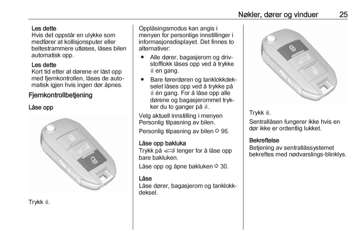 Opel Crossland X bruksanvisningen / page 27