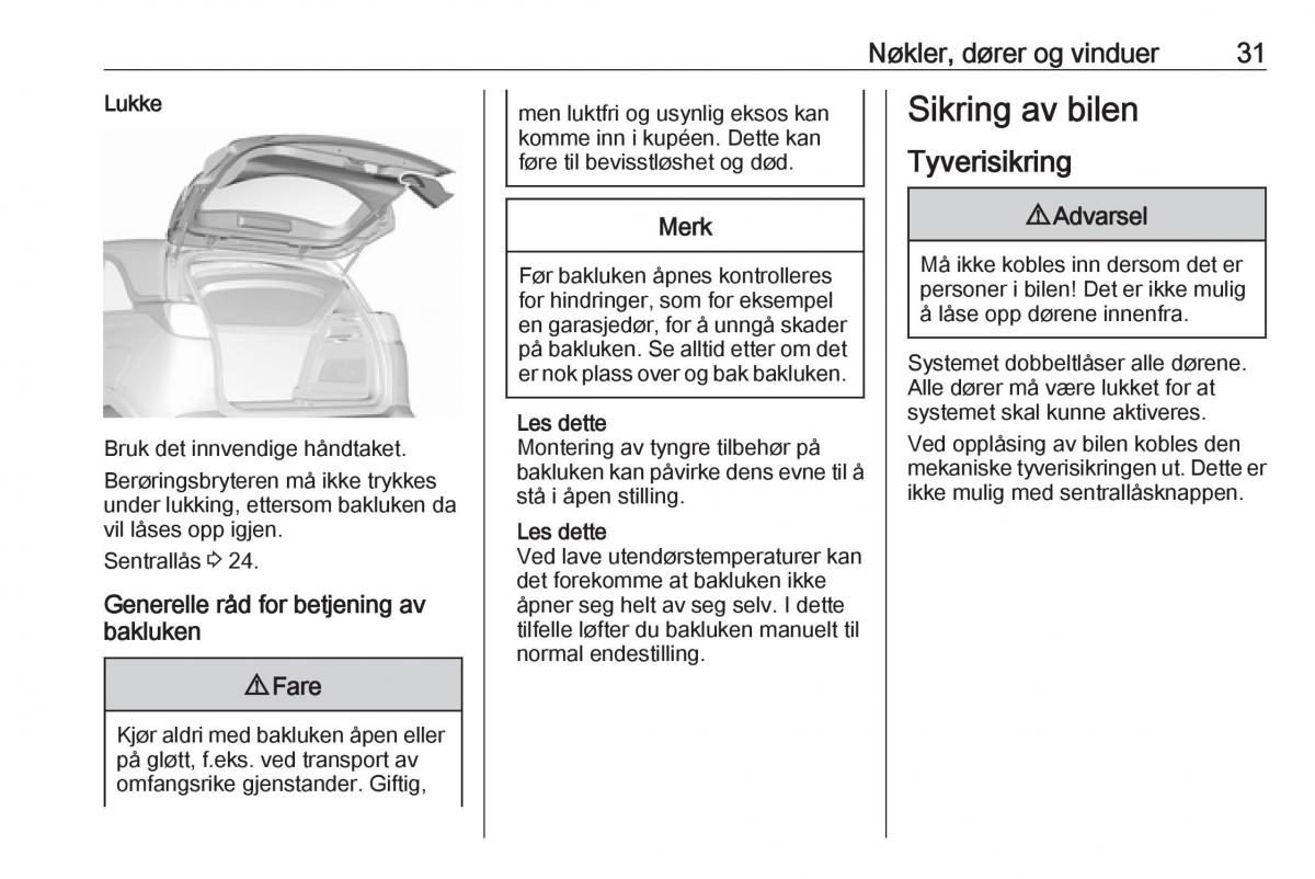 Opel Crossland X bruksanvisningen / page 33