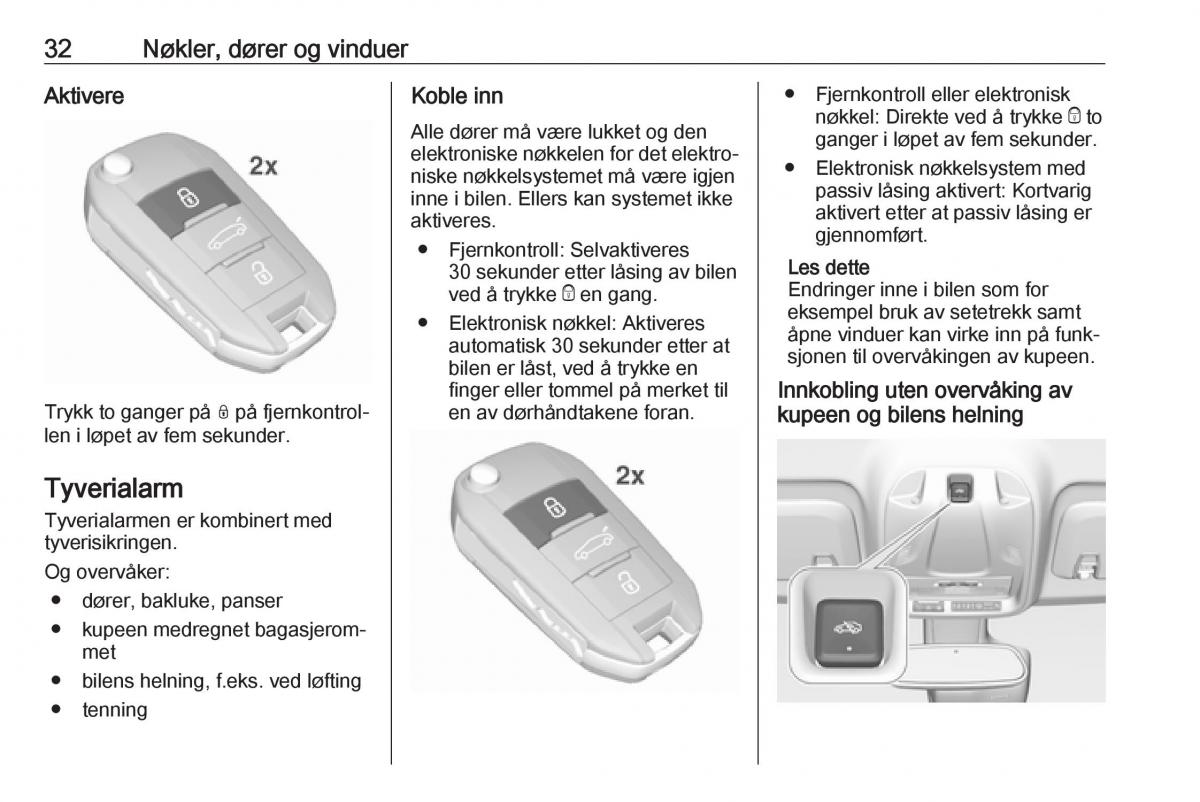 Opel Crossland X bruksanvisningen / page 34