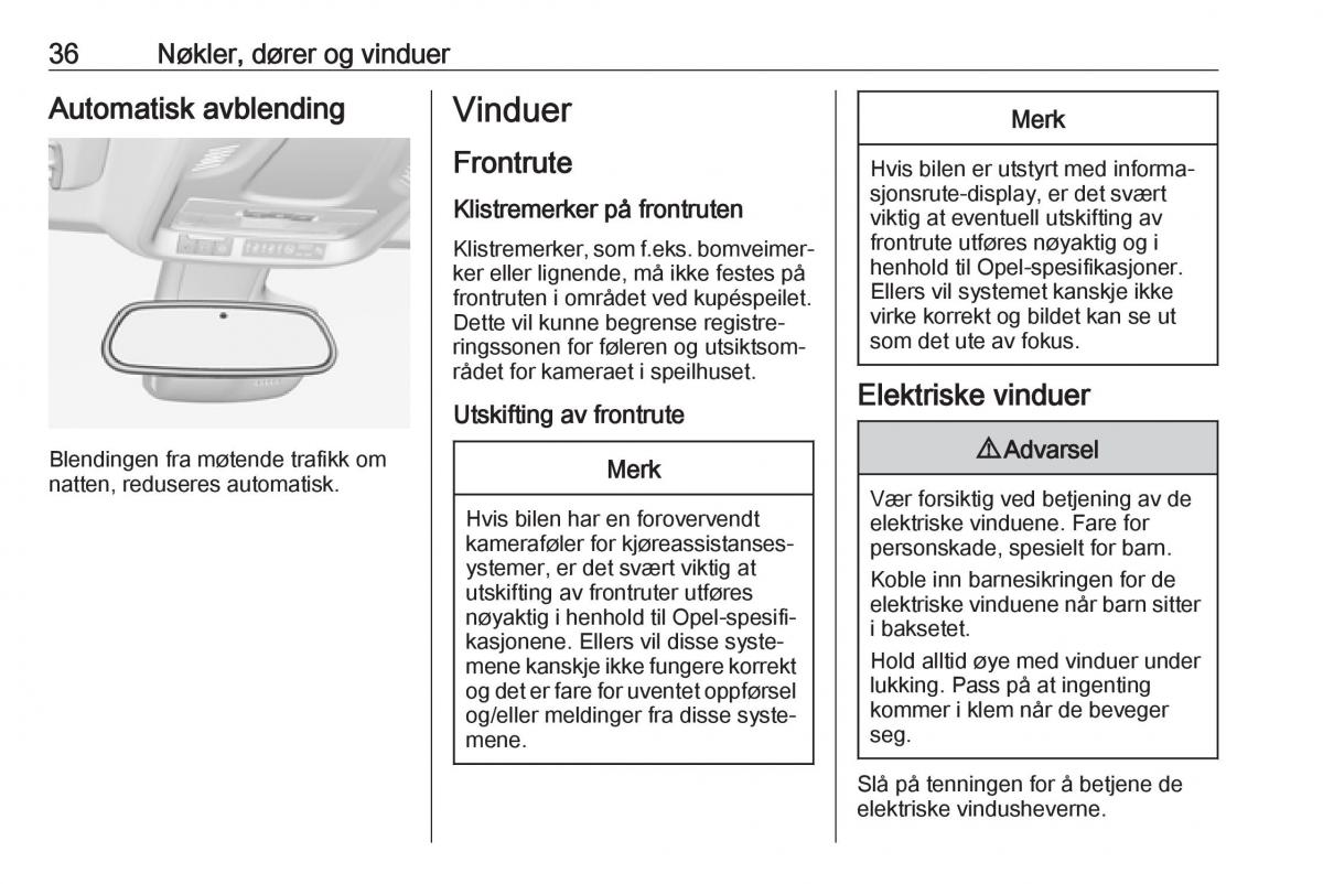 Opel Crossland X bruksanvisningen / page 38