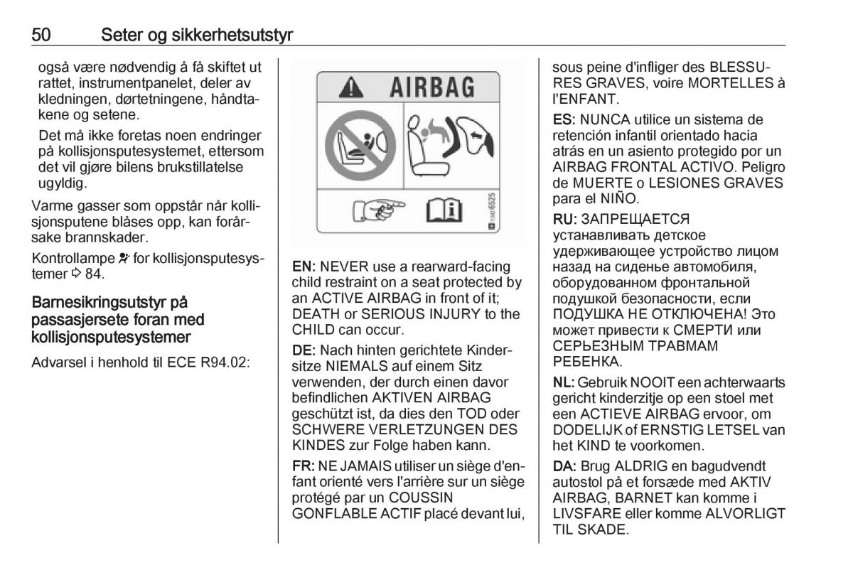 Opel Crossland X bruksanvisningen / page 52