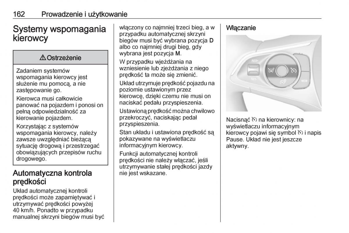 Opel Crossland X instrukcja obslugi / page 164