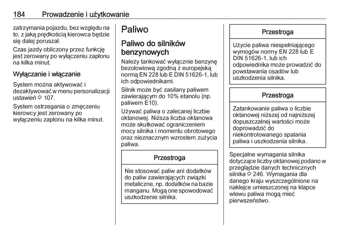 Opel Crossland X instrukcja obslugi / page 186