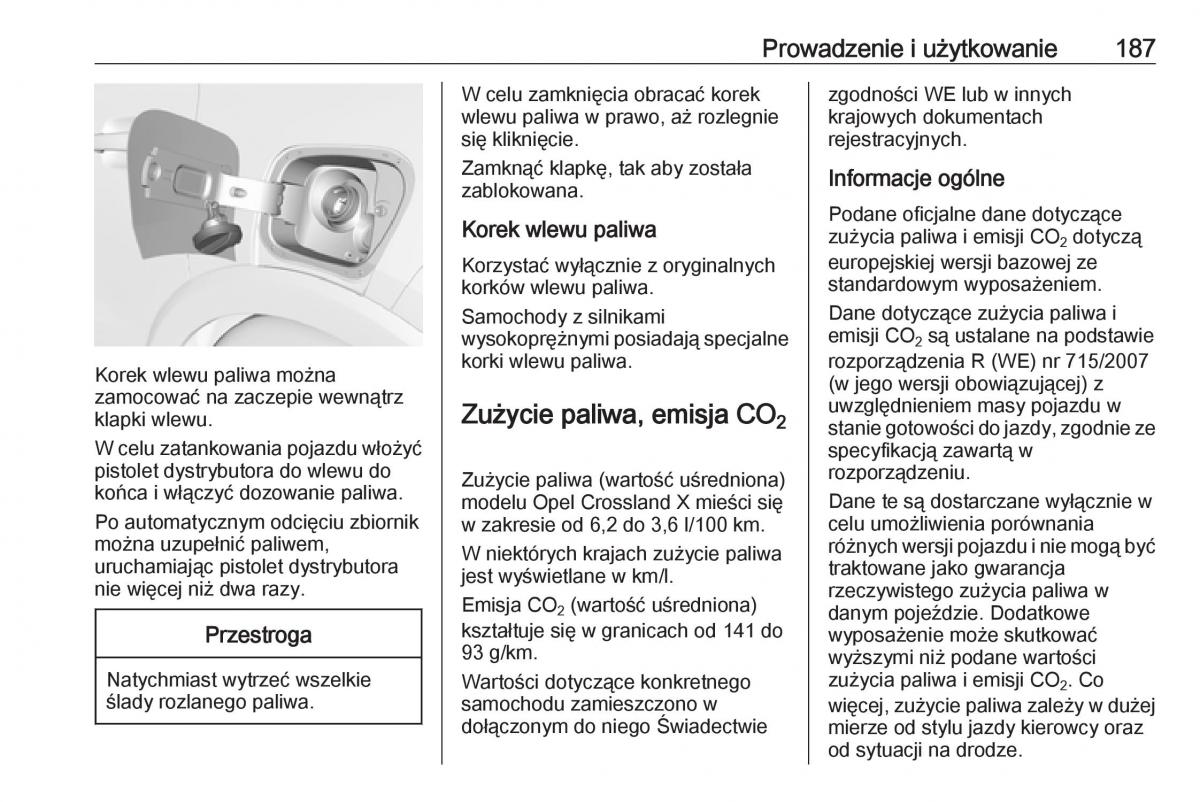 Opel Crossland X instrukcja obslugi / page 189