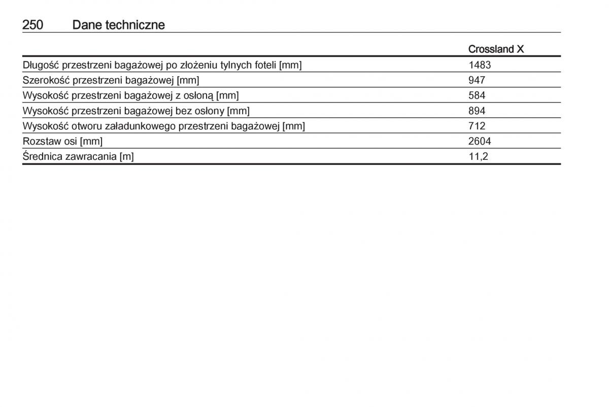 Opel Crossland X instrukcja obslugi / page 252