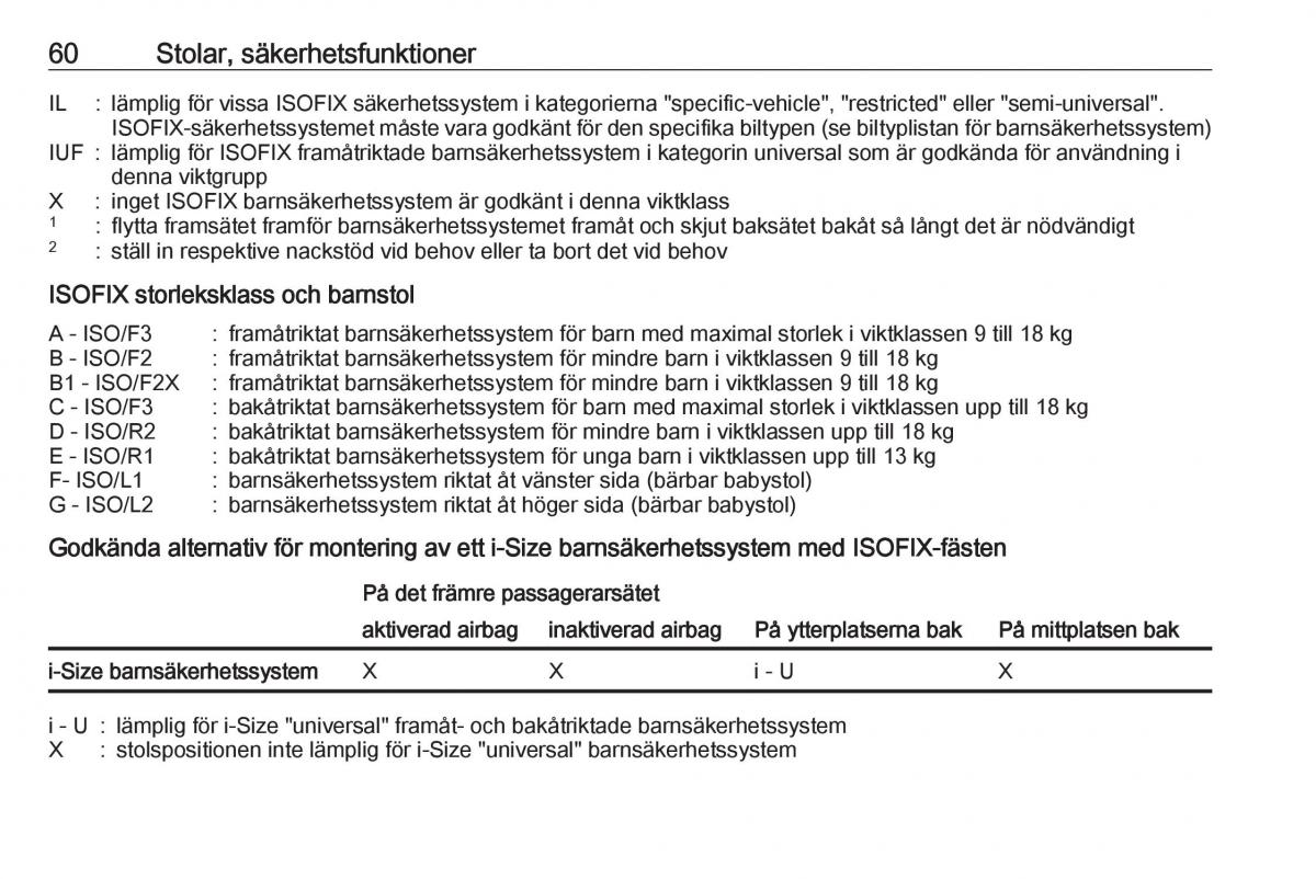 Opel Crossland X instruktionsbok / page 62