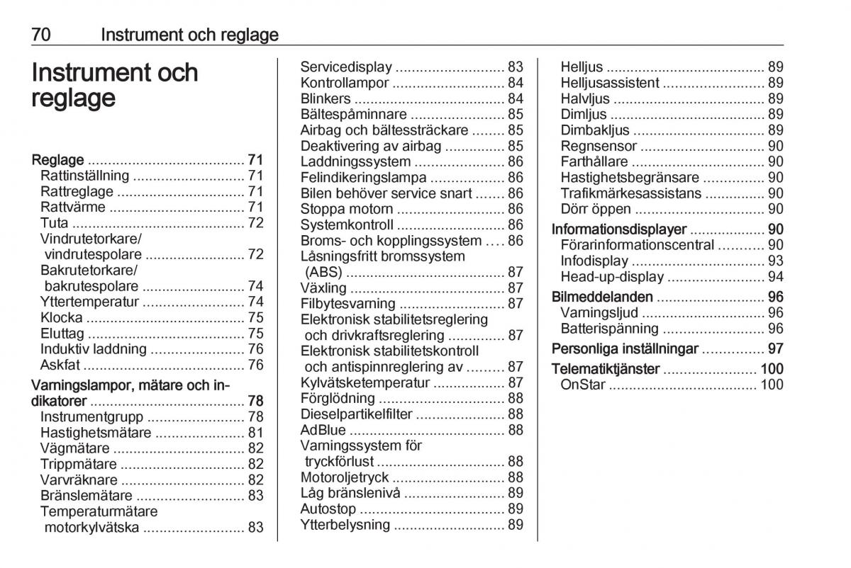 Opel Crossland X instruktionsbok / page 72