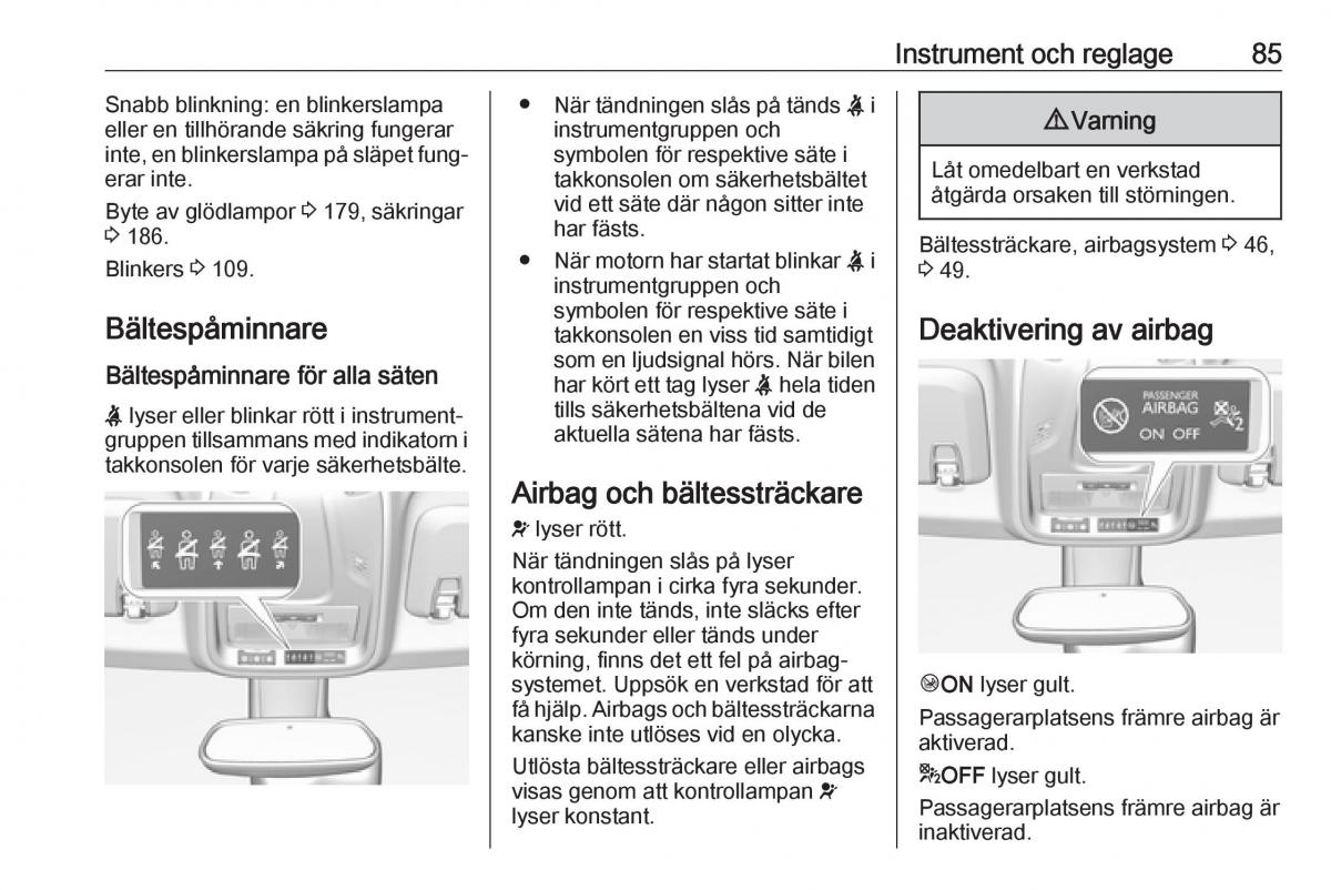 Opel Crossland X instruktionsbok / page 87