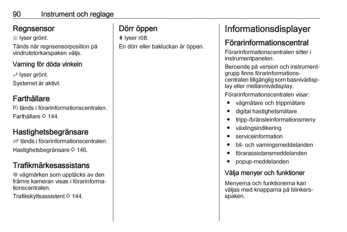 Opel Crossland X instruktionsbok / page 92