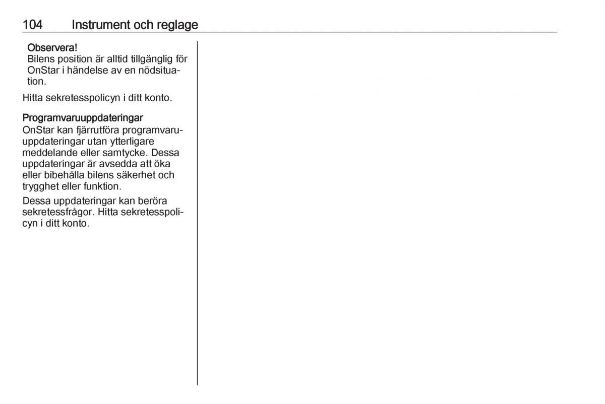 Opel Crossland X instruktionsbok / page 106