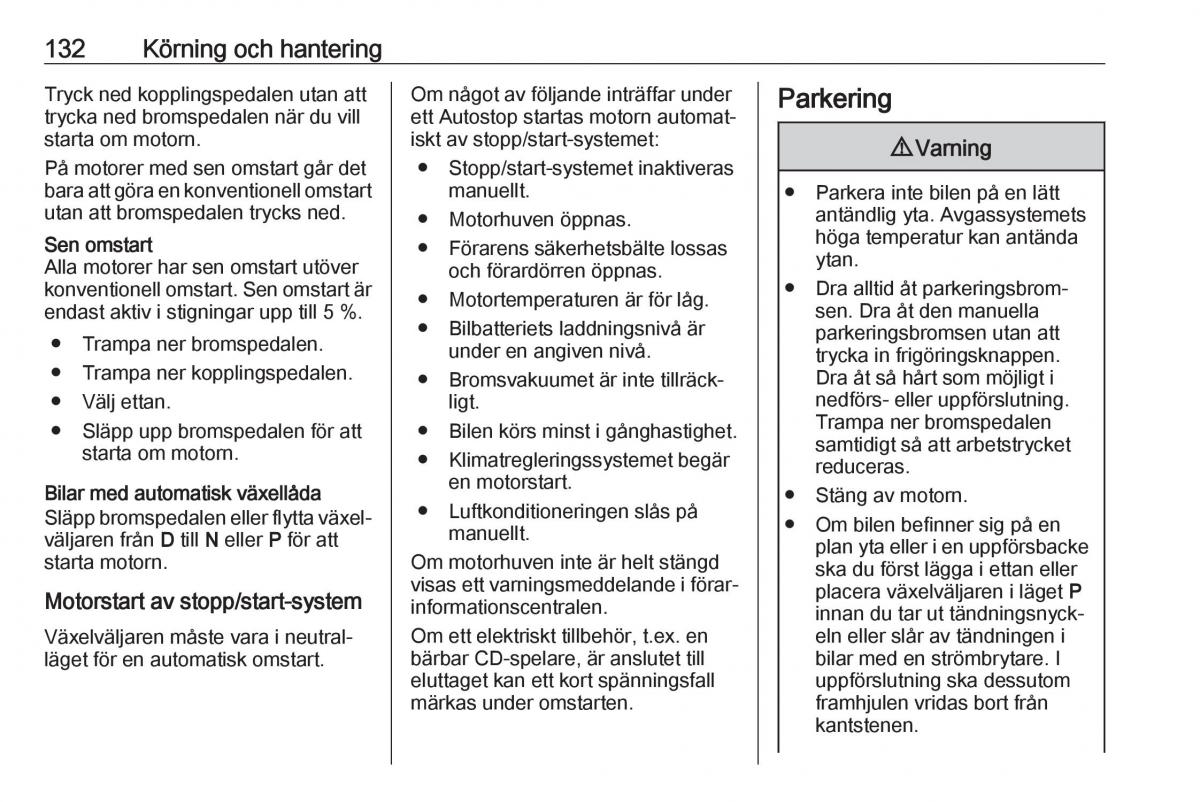 Opel Crossland X instruktionsbok / page 134