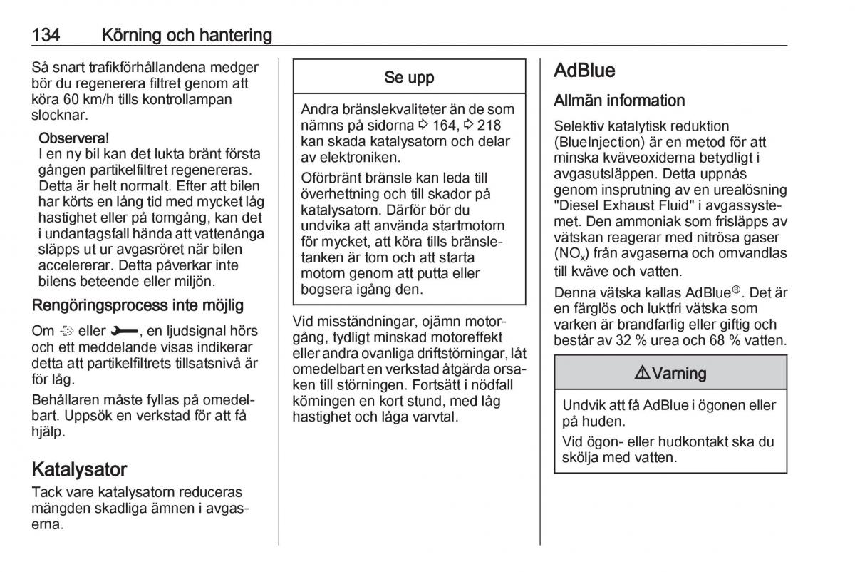 Opel Crossland X instruktionsbok / page 136