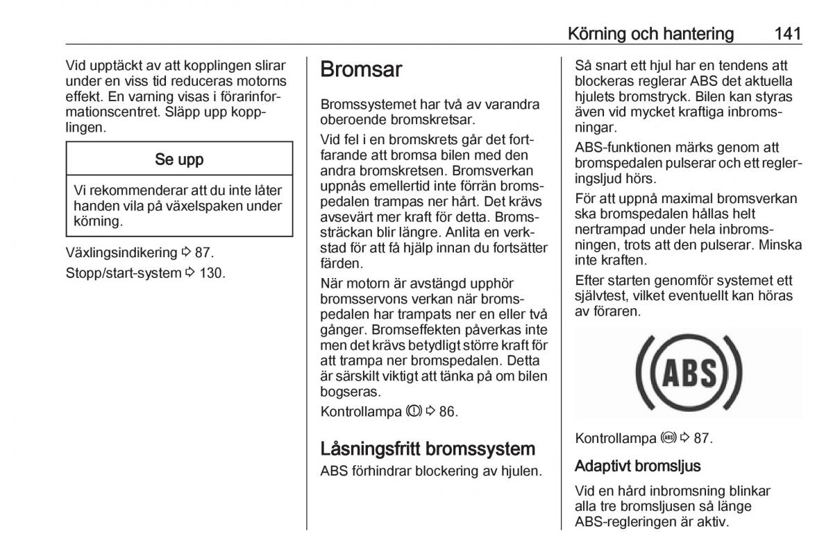 Opel Crossland X instruktionsbok / page 143