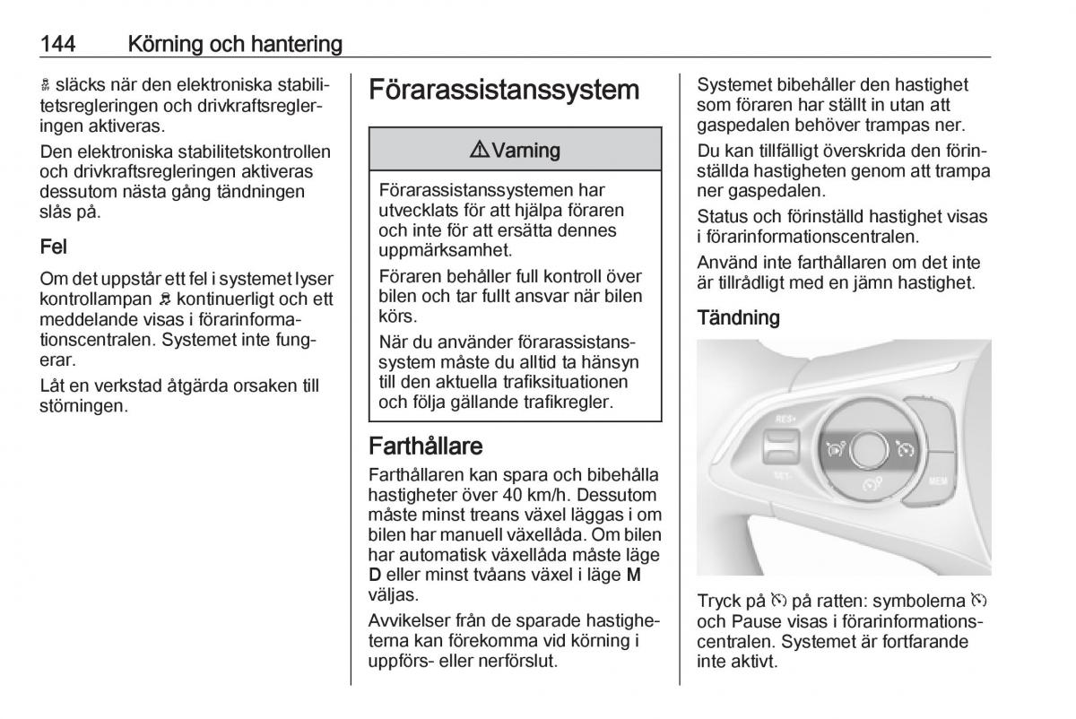 Opel Crossland X instruktionsbok / page 146