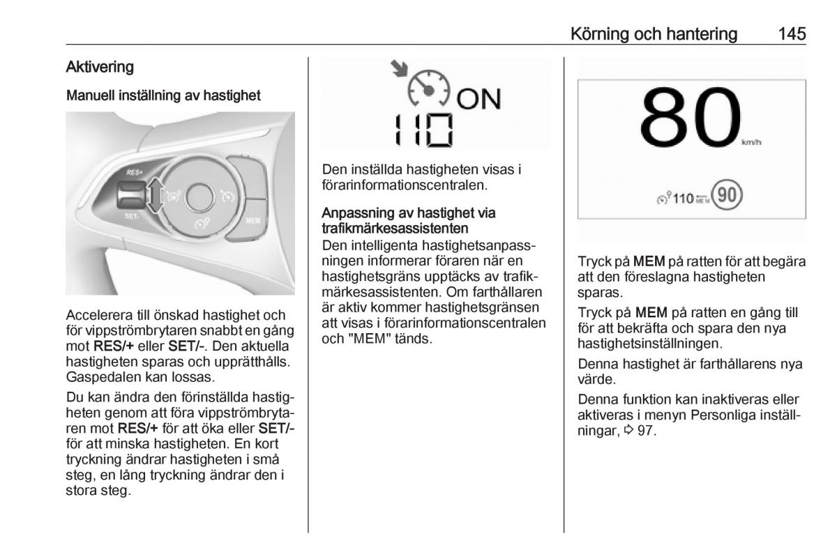 Opel Crossland X instruktionsbok / page 147