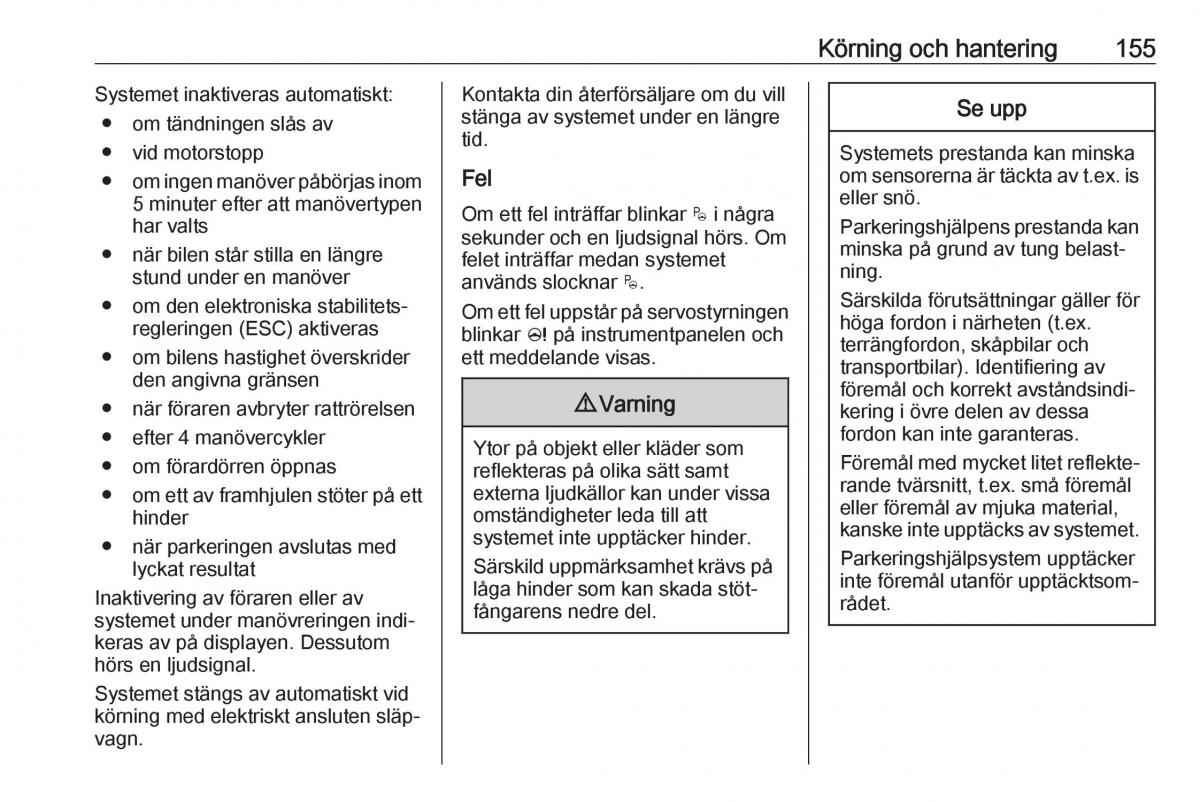 Opel Crossland X instruktionsbok / page 157