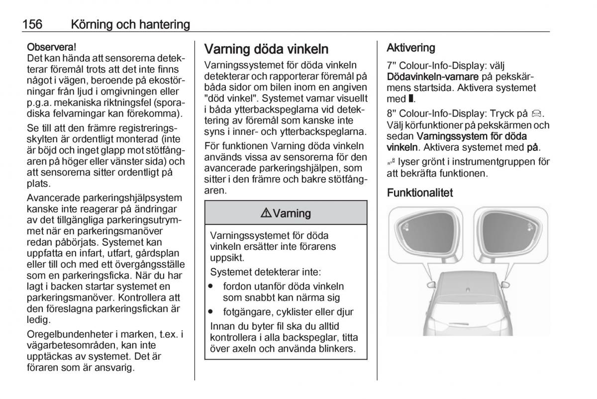 Opel Crossland X instruktionsbok / page 158