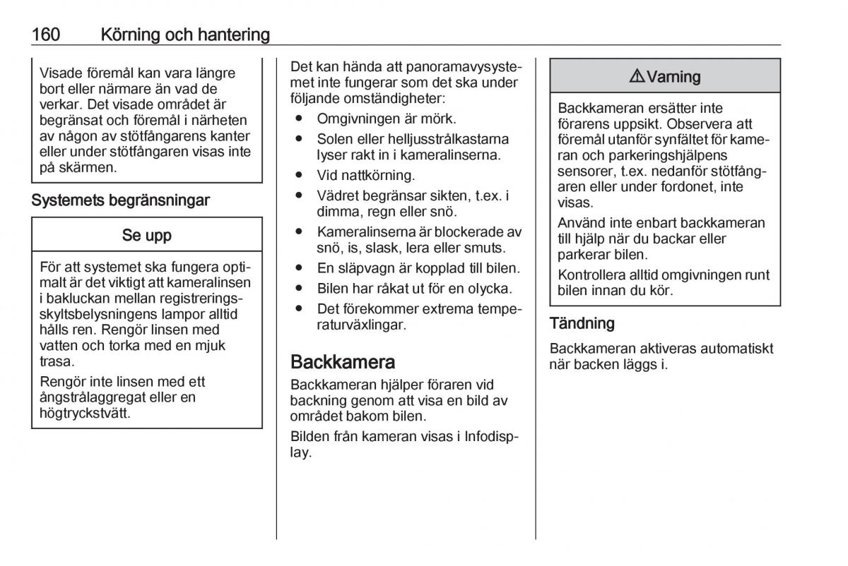 Opel Crossland X instruktionsbok / page 162