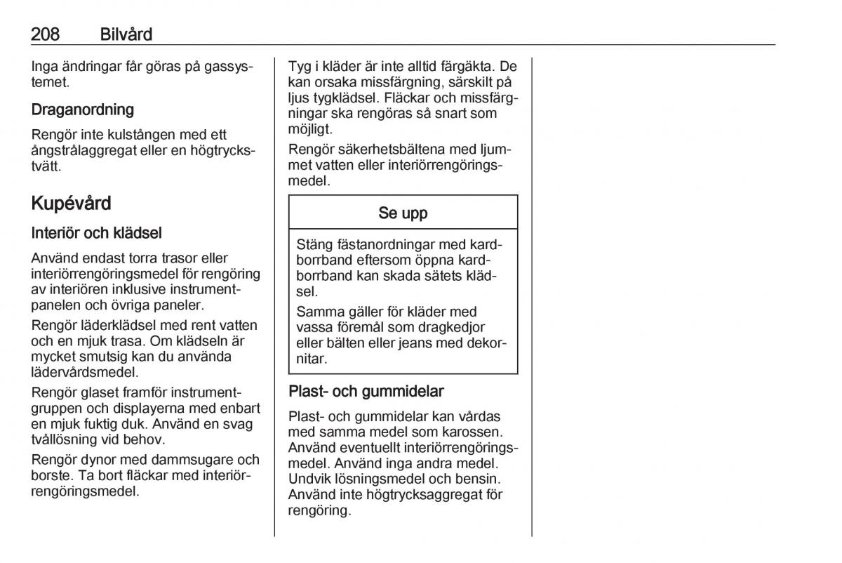 Opel Crossland X instruktionsbok / page 210