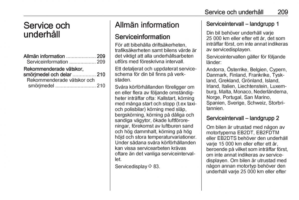 Opel Crossland X instruktionsbok / page 211