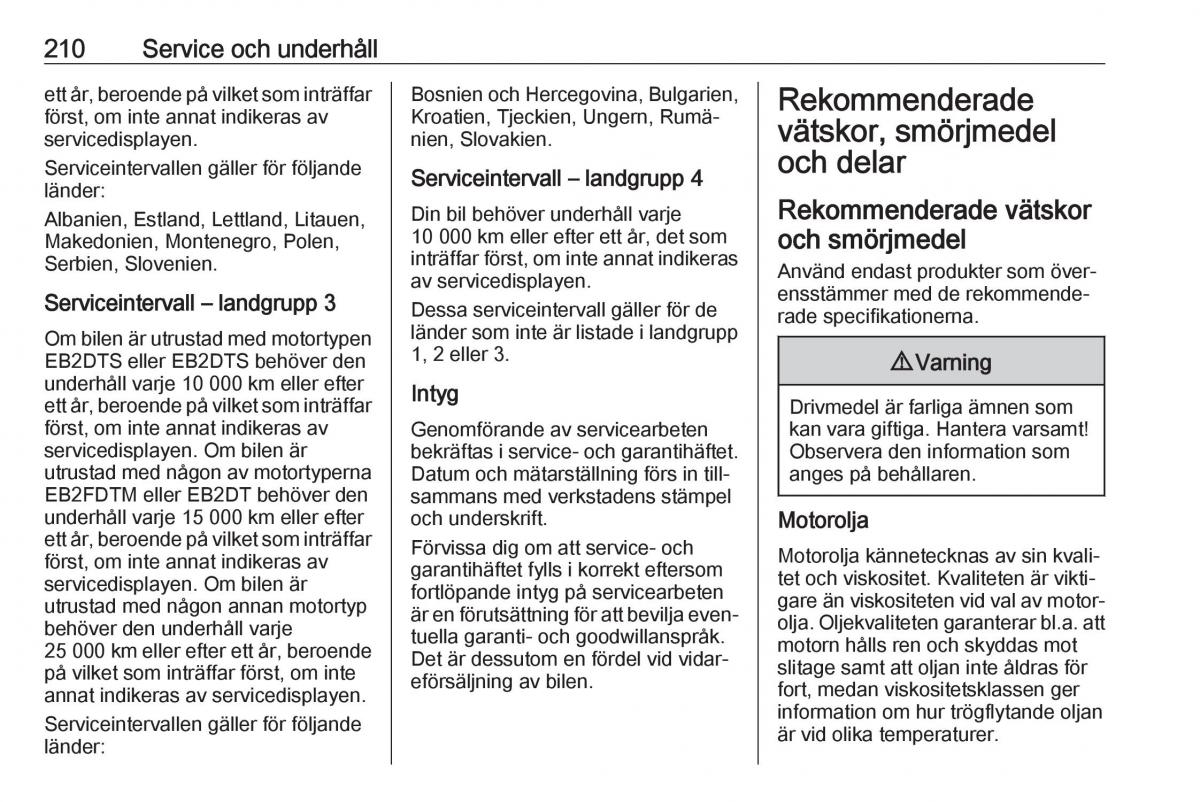 Opel Crossland X instruktionsbok / page 212