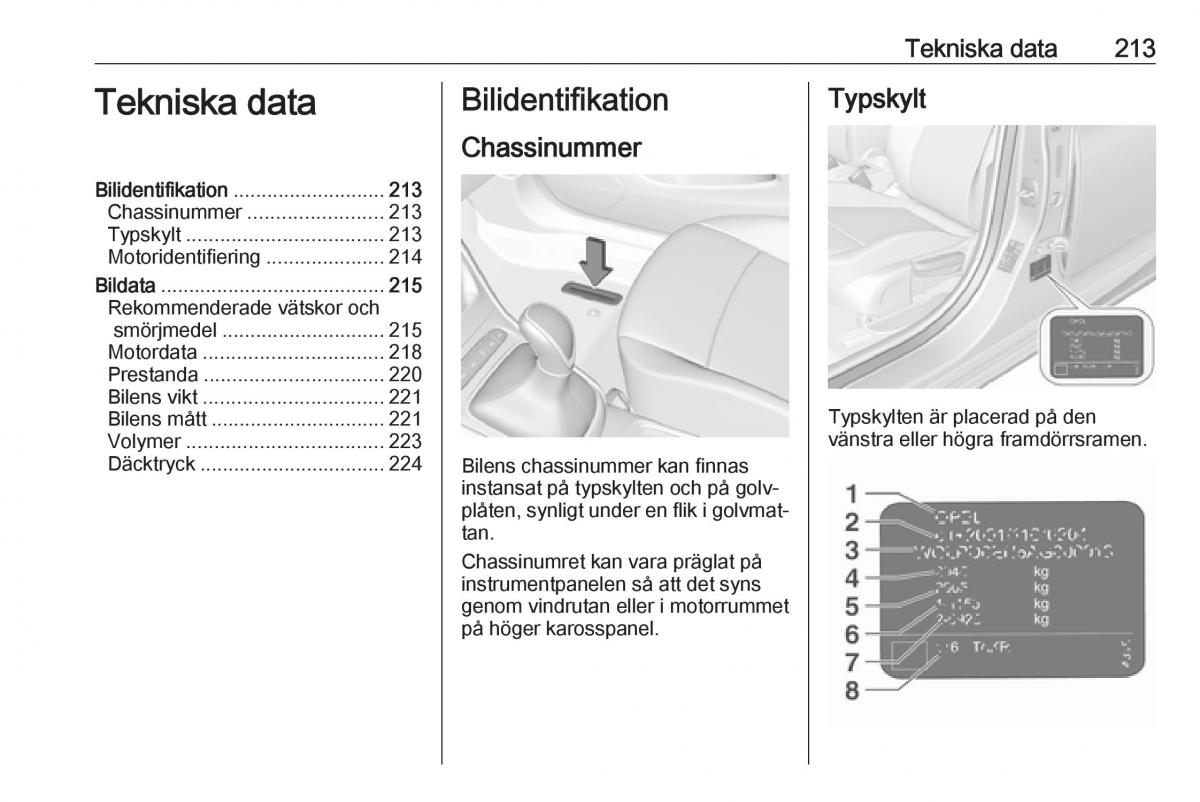 Opel Crossland X instruktionsbok / page 215