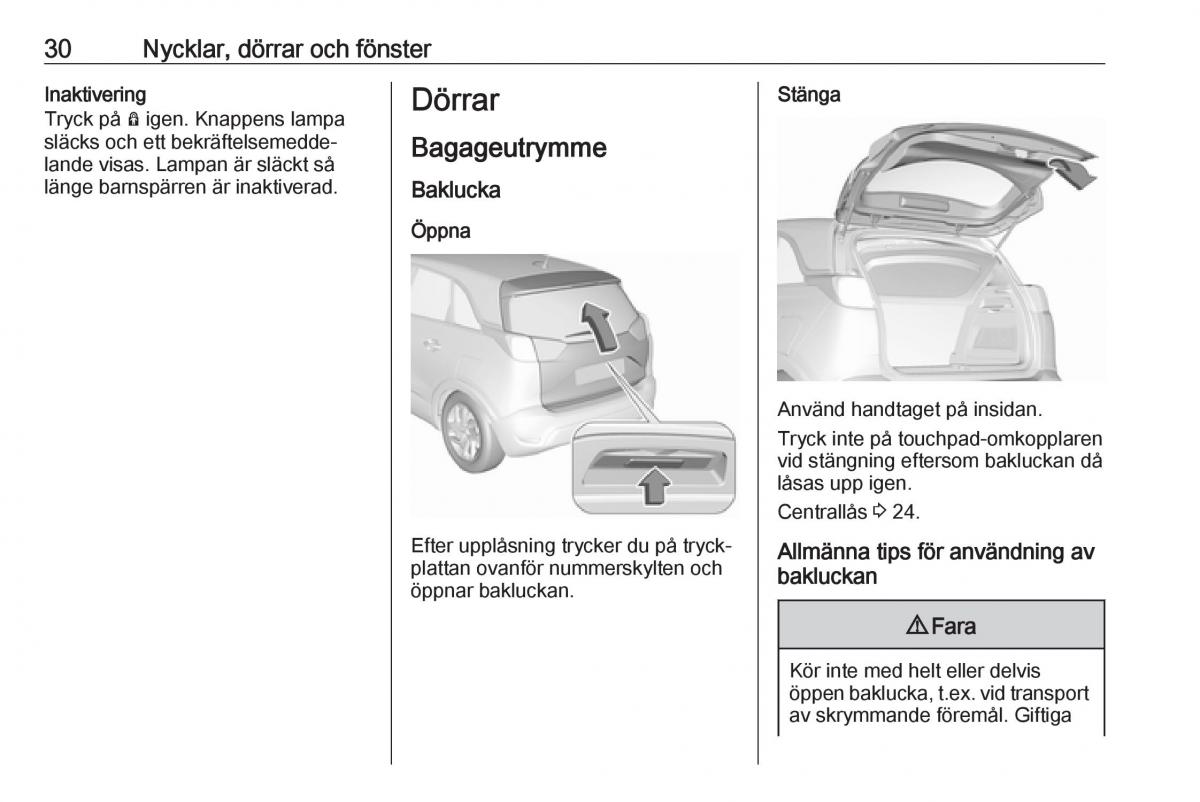 Opel Crossland X instruktionsbok / page 32