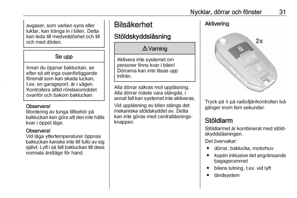 Opel Crossland X instruktionsbok / page 33