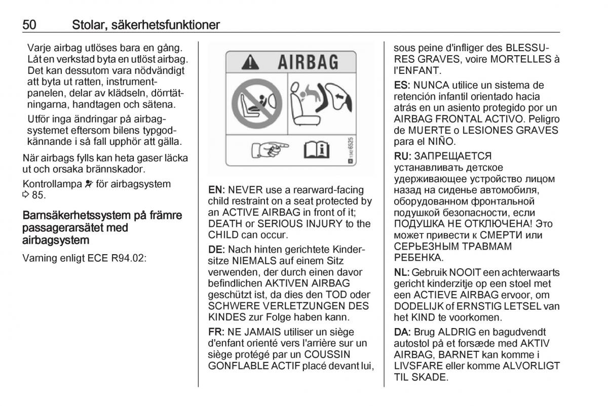 Opel Crossland X instruktionsbok / page 52