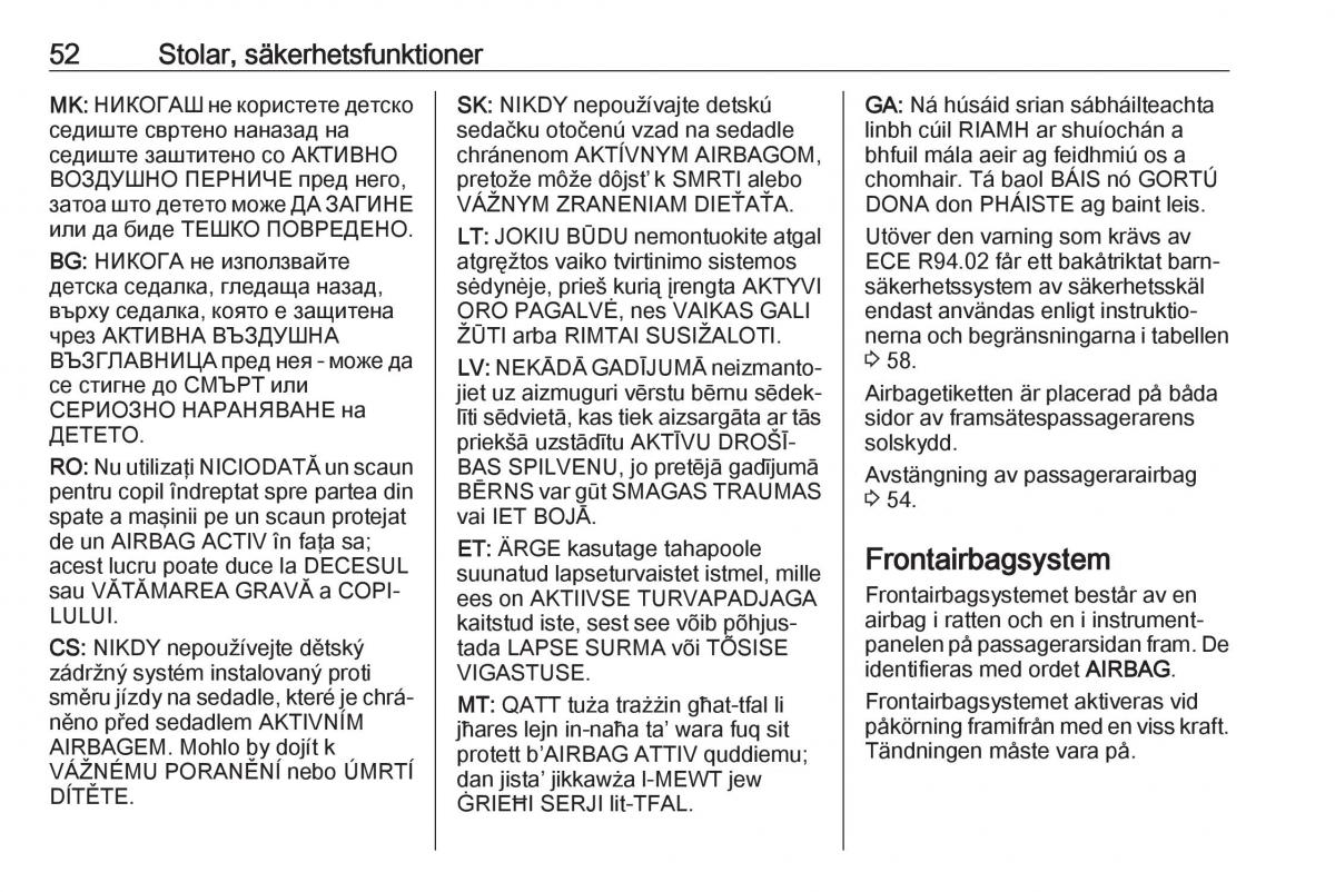 Opel Crossland X instruktionsbok / page 54