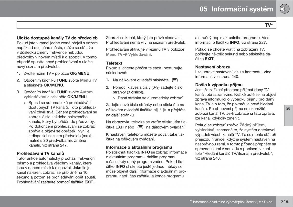 Volvo XC60 I 1 navod k obsludze / page 251