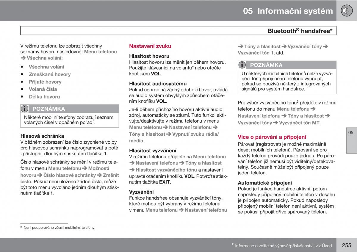 Volvo XC60 I 1 navod k obsludze / page 257