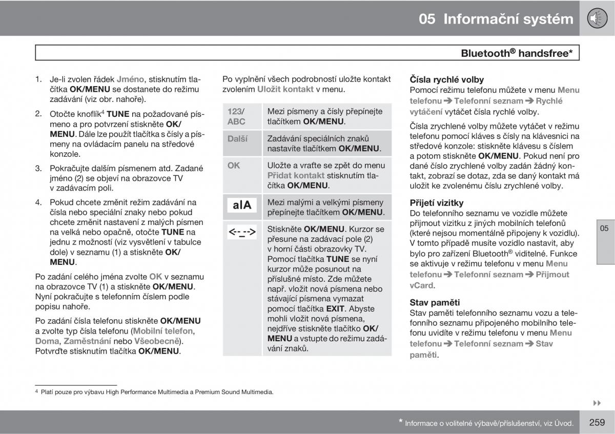 Volvo XC60 I 1 navod k obsludze / page 261